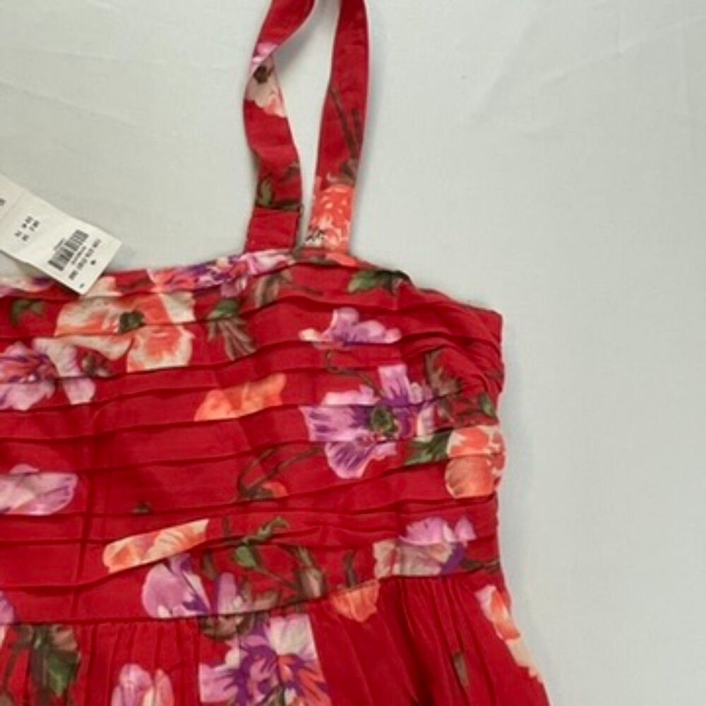 Abercrombie & Fitch NWT Linen-Blend Apron Mini Dress Red Floral Tiered Ruffle L